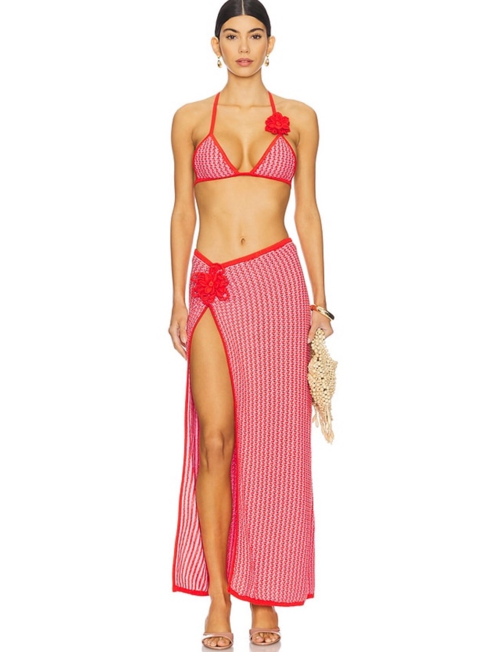 DEVON WINDSOR valentine neo Crochet Bikini Top skirt bottom set xs/s s & L top